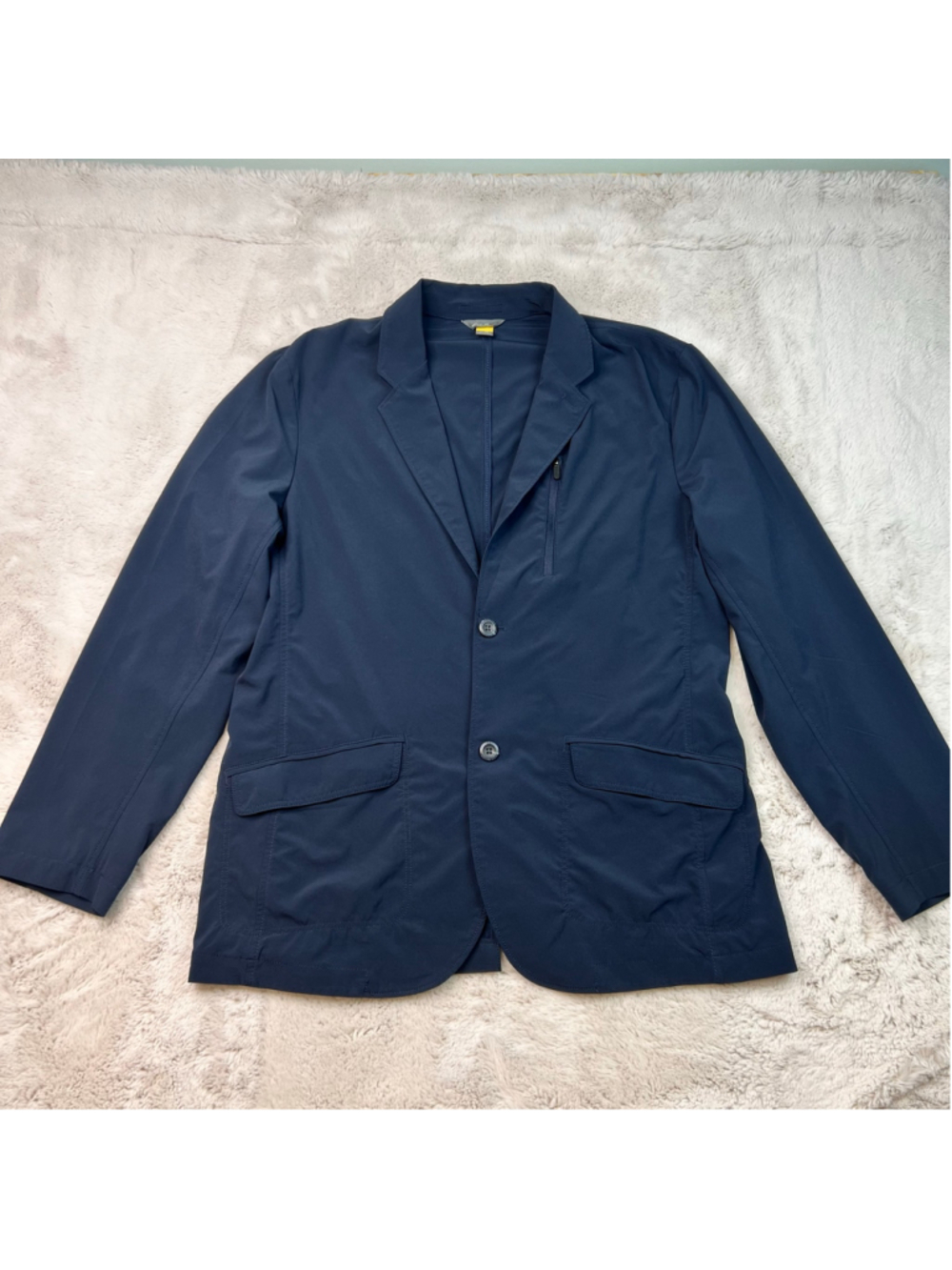 Eddie Bauer Navy Blue Blazer Sport Coat Mens Size 42 Lightweight Stretch